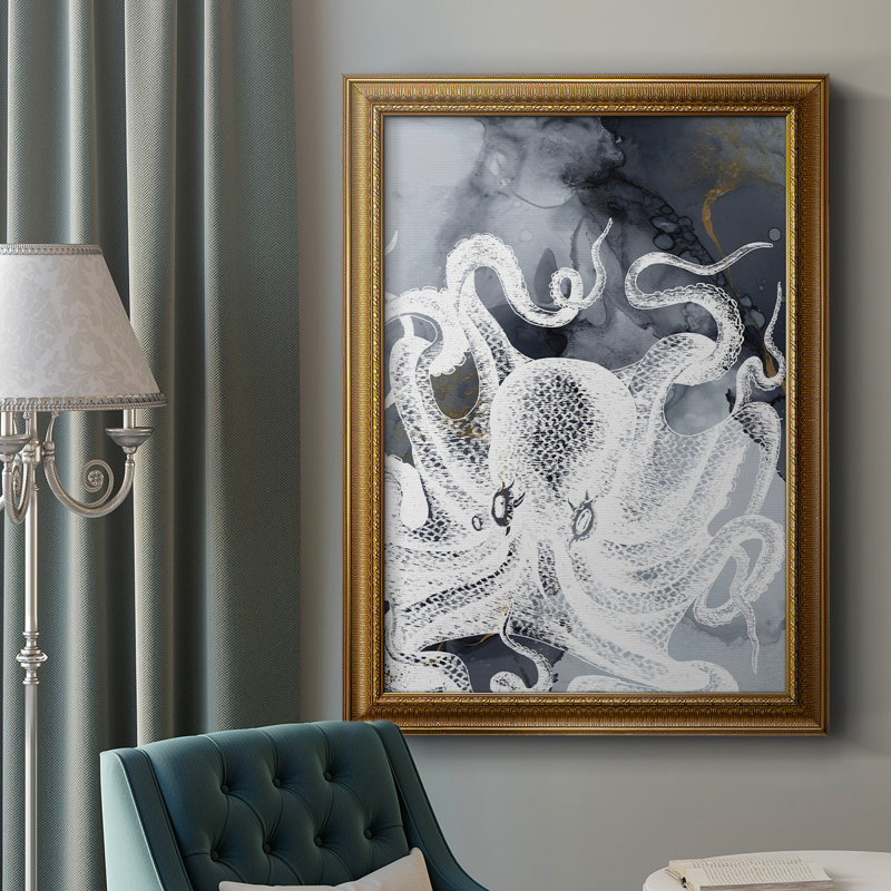 Octopus Ink II, toile encadrée de qualité supérieure - prête à être accrochée, H 20 po x l 16 po x P 2,5 po