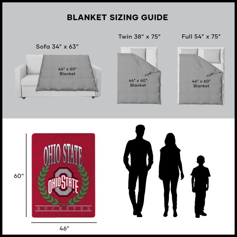 Ohio State Buckeyes Silk Touch Throw Blanket 46x60 Inches