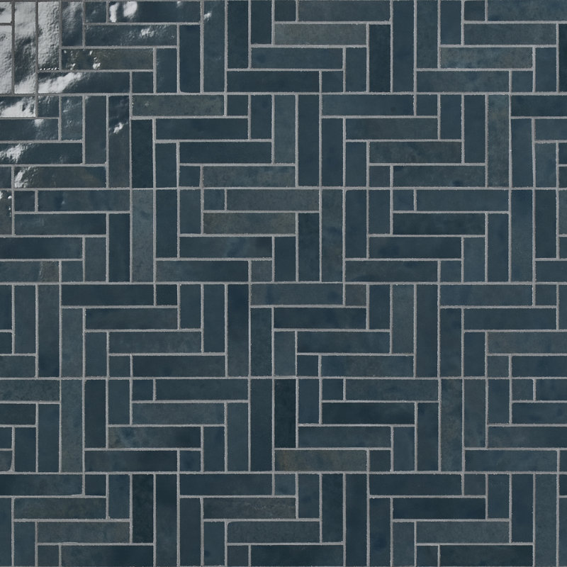 Zelora 1" Glossy Ceramic Mosaic Wall Tile, Coastal Blue