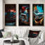«Red and Silver Expressions Of Classic Cars», 3 pièces sur toile-426108122-426108121
