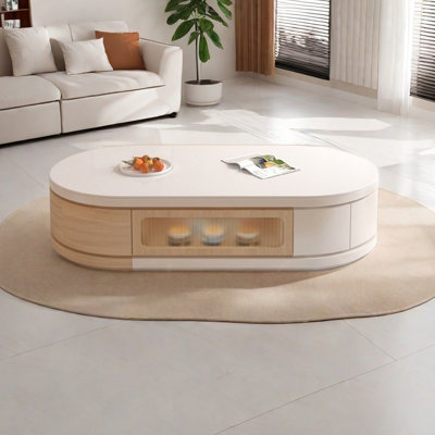 Cream Style Oval Extendable Coffee Table