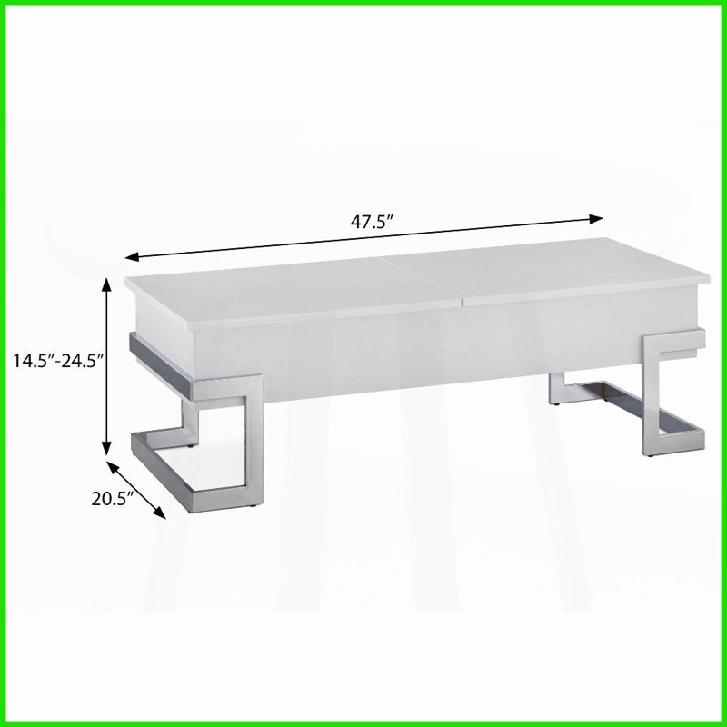 Blanc et blanc Table basse contemporaine chromée avec rangement - Conception moderne peu encombrante pour le salon, Blanc