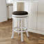 Tabouret 30 ", finition blanche, siège en tissu gris anthracite