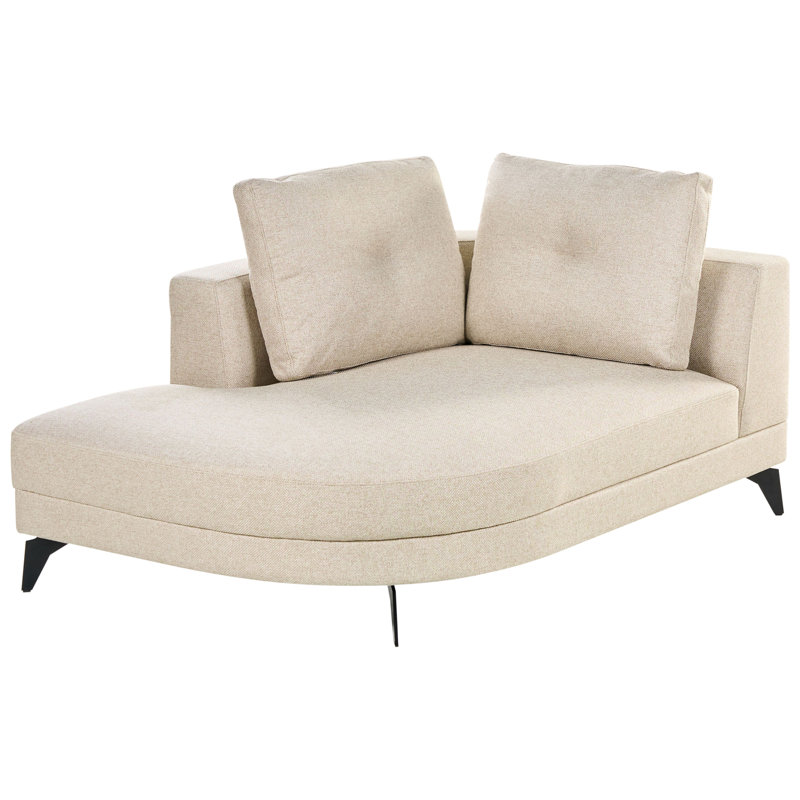 Upholstered Chaise Lounge, Beige, Right Hand Facing