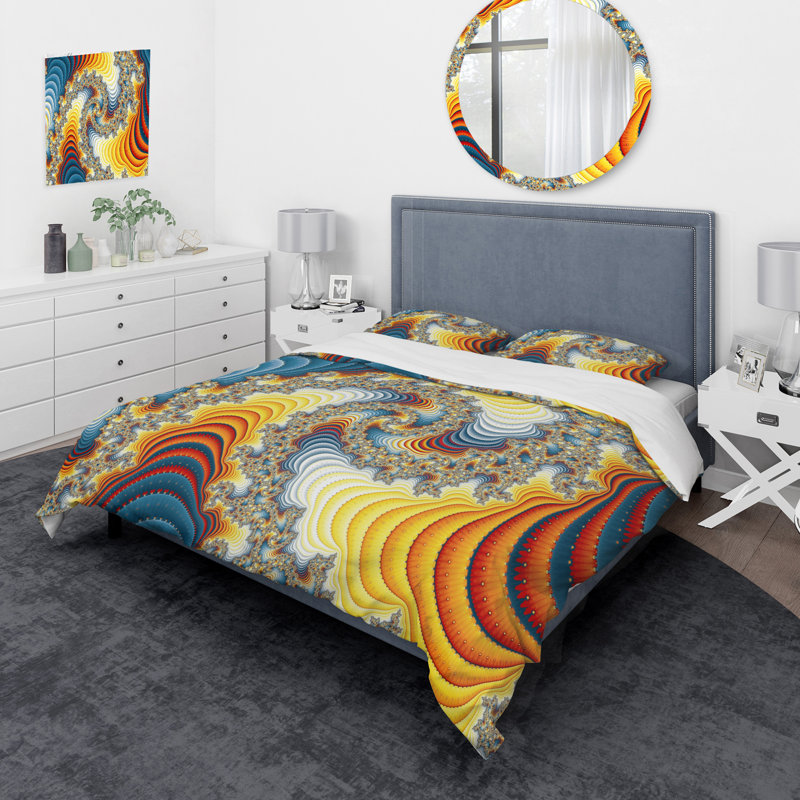 Multidimensional Fractal Spiral - Ensemble de housse de couette moderne - Microfibre de polyester