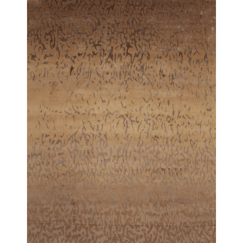 Modern Tibet Hand Knotted Abstract Area Rug in Brown, Rectangle 4' x 6'