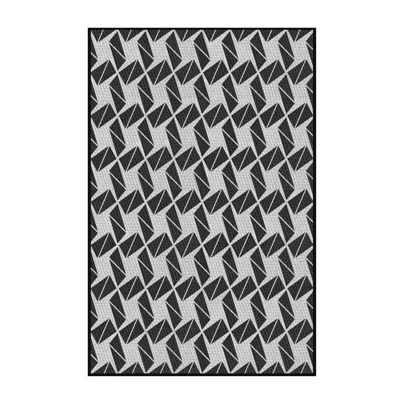 Tapis décoratif à motif géométrique noir Schaffner, Rectangle 7 pi x 9 pi