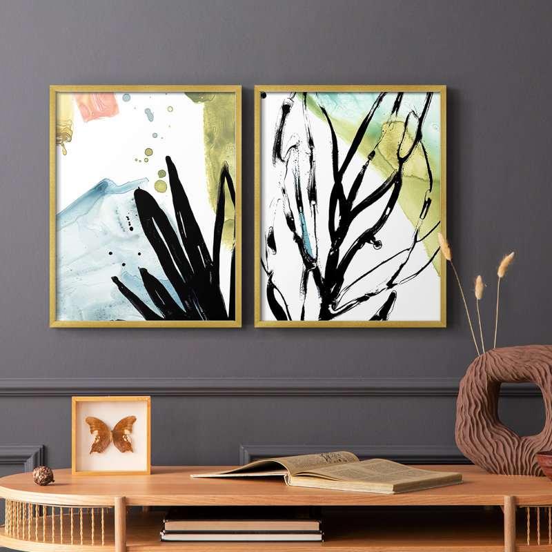 «No Deckle Tropical Moderne», reproduction encadrée de qualité supérieure - prête à être accrochée - aucun clou requis - aucun clou requis