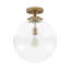 Brass 1-Light Textured Glass Ceiling Lamp for Hallway & Bedroom