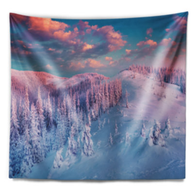 Très magnifique mélange de soleil sur le tapisserie carpathians avec accessoires suspendus inclus