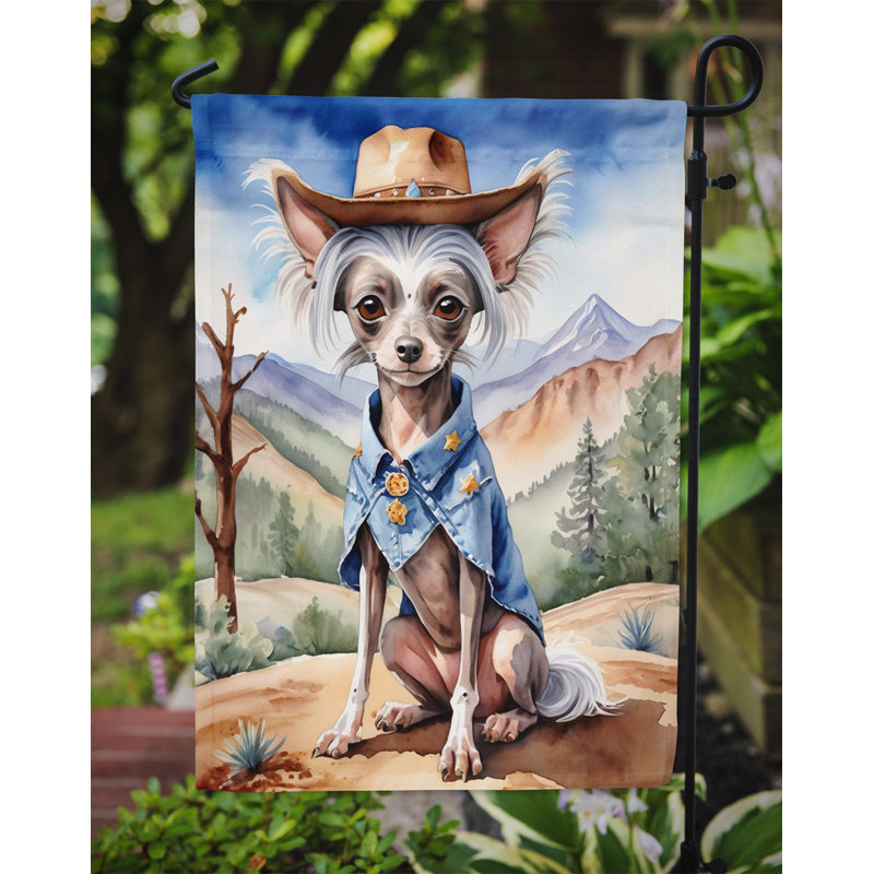 Drapeau Cowboy Welcome Garden, Chien chinois à crête