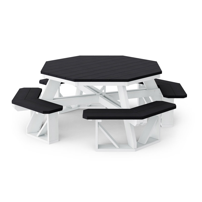 Heritage Octagon Picnic Table, Black/White