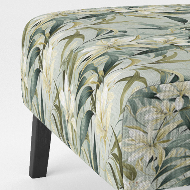 Fauteuil de chambre rembourré C, Whispers à motif tropical de bambou II