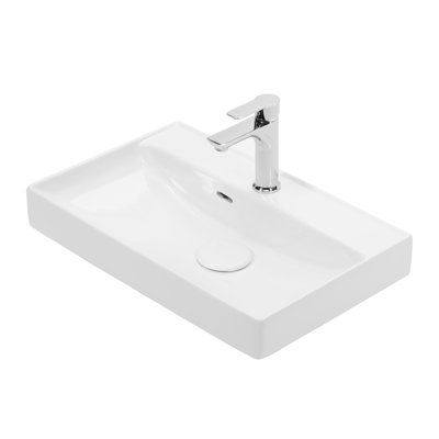 Nice 60 Wall Mounted or Drop-In Bathroom Sink in Glossy White