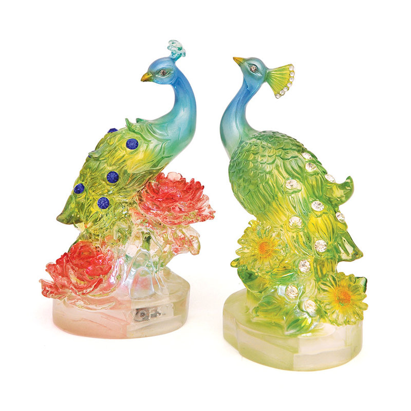 Ensemble de 2 figurines de paon