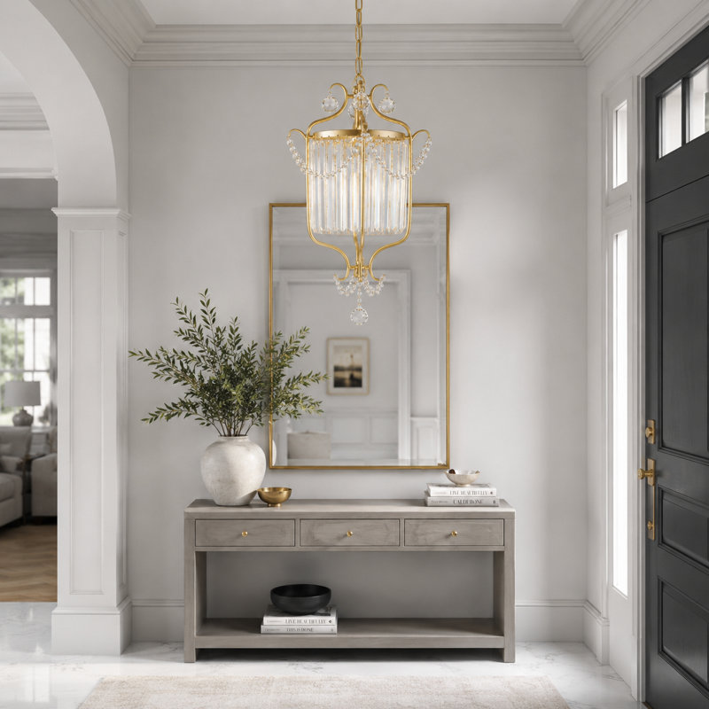 Single Dimmable Gold Crystal Chandelier