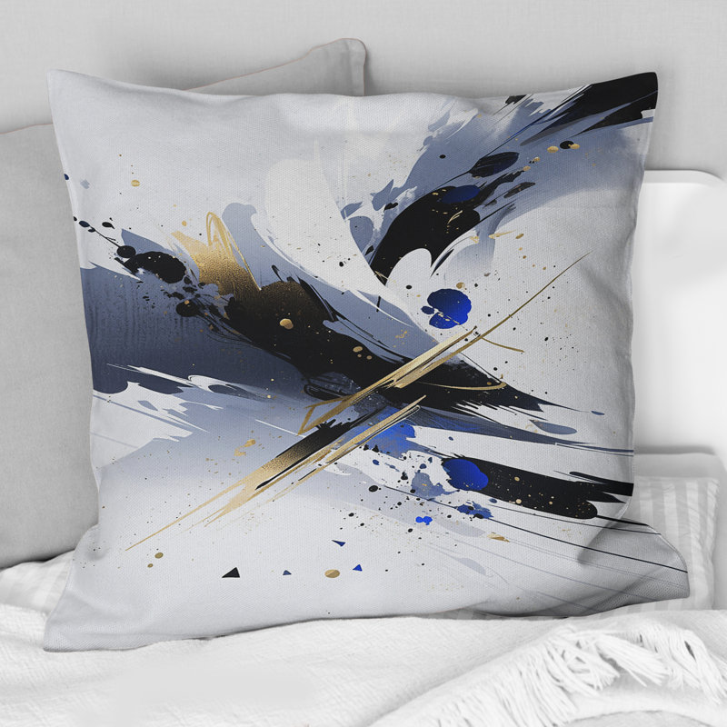 Coussin décoratif noir et bleu Cubist Symphony