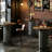 39.4" Bar Table, Round Bistro Pub Table with Metal Ring Footrest, Only Table-1146383749
