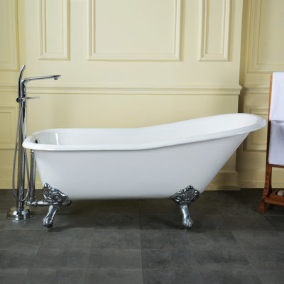 Baignoire sur pattes en fer en forme de D 67 po Kingston Brass Aqua Eden (sans perçage de robinet)