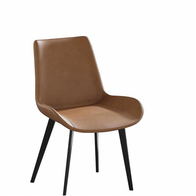 Chaise de salle à manger moderne en métal noir - brun - 2 pièces par boîte