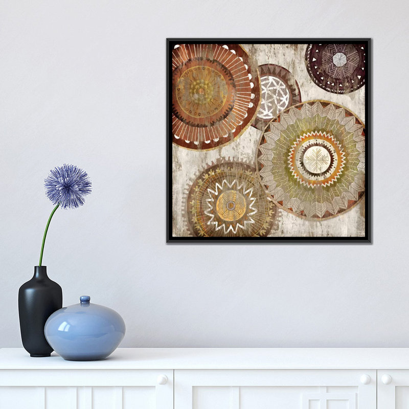 «Native Circle I», impression sur toile, H 18 po x l 18 po x P 1,5 po, Toile avec cadre flottant noir, Pas de tapis