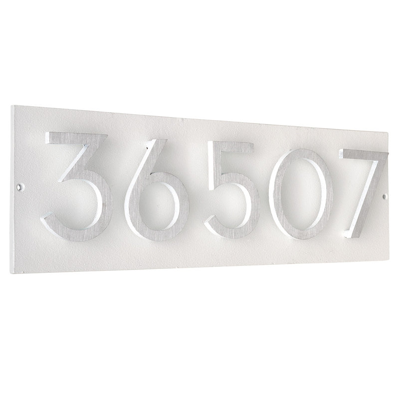 Plaque d’adresse murale sur 1 ligne flottante, Blanc, Nickel satiné deux tons, Oui