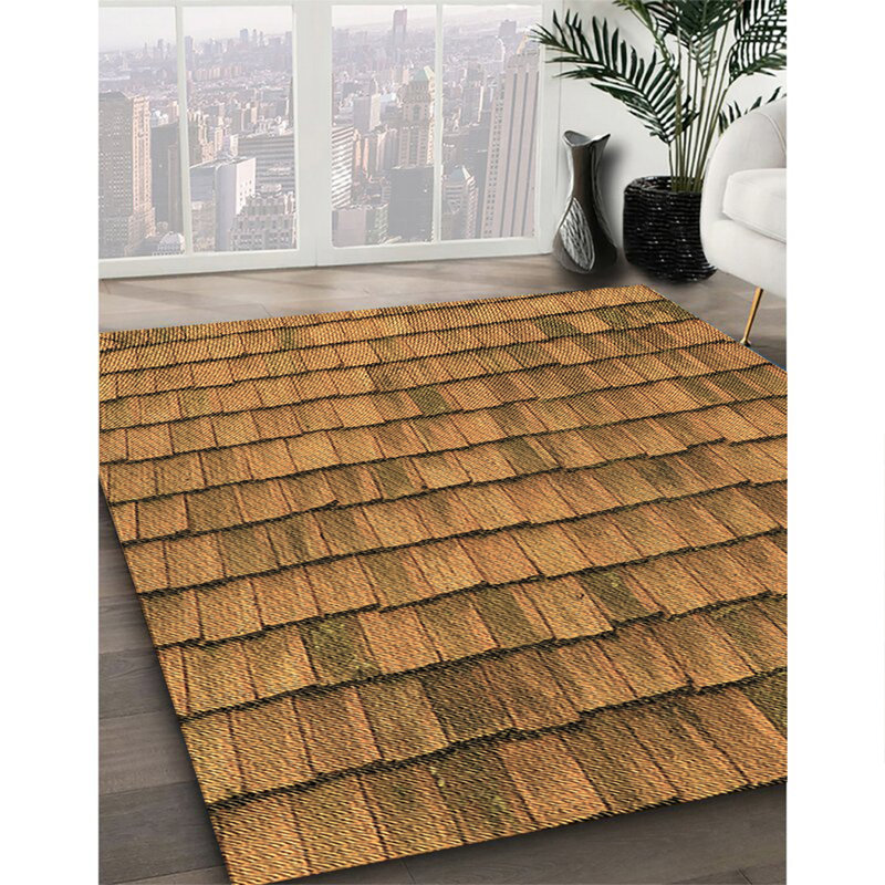 Tapis brun tissé à la machine, Carré 7 pi
