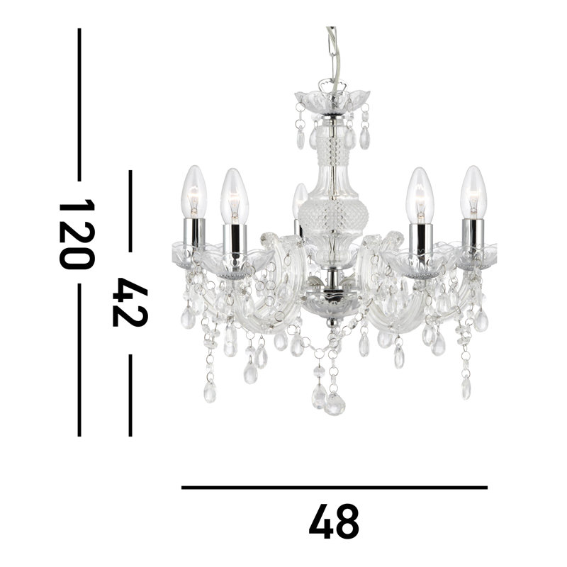 Kelly 5 - Light Candle Style Chandelier, Clear