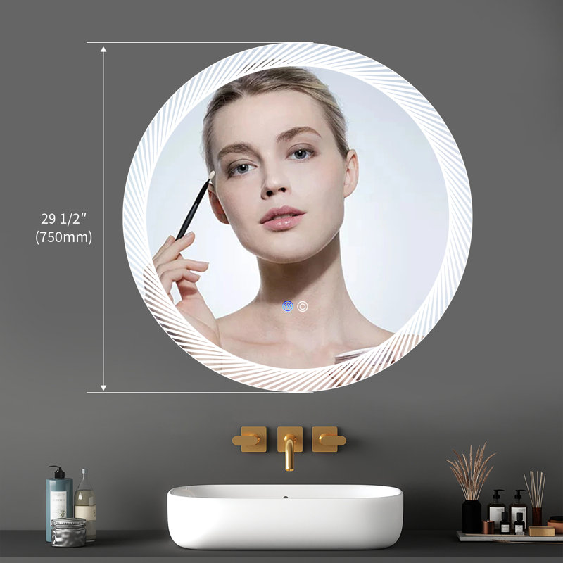 Miroir mural rond Gaurik, 29,5 po x 29,5 po