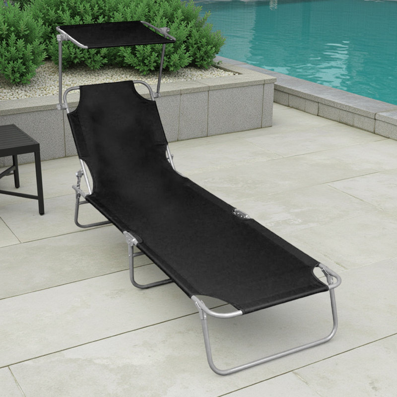 Chaise longue simple Tierra 75,4 po, Noir
