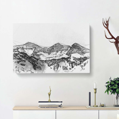 Mountain in Switzerland in Abstract - Wrapped Canvas Drawing - Wrapped Canvas