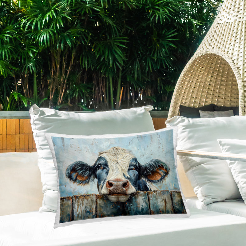 Coussin extérieur Howdy Neighbour Cow Imprimé par Petals Prints Design