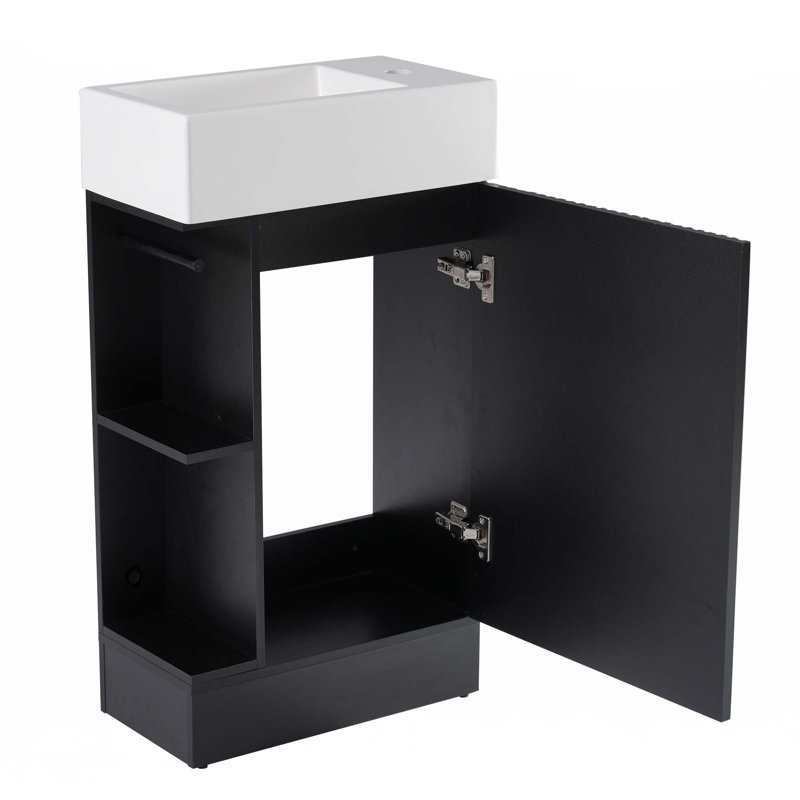 Meuble-lavabo 18,6 po avec lavabo, Noir, noir, noir, noir