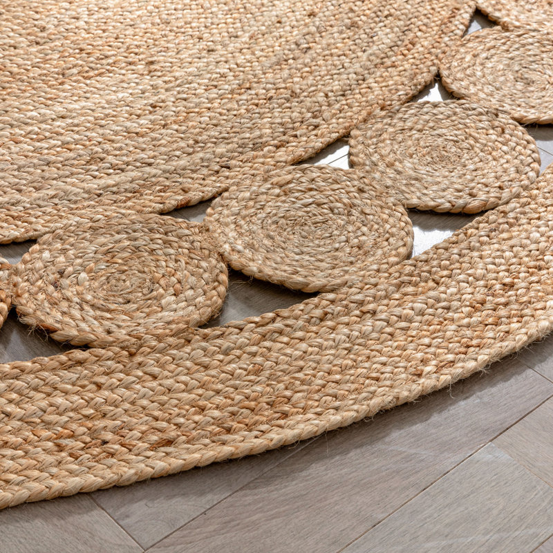 Tapis rond en jute tressé à la main Coletto, Rond 8 pi