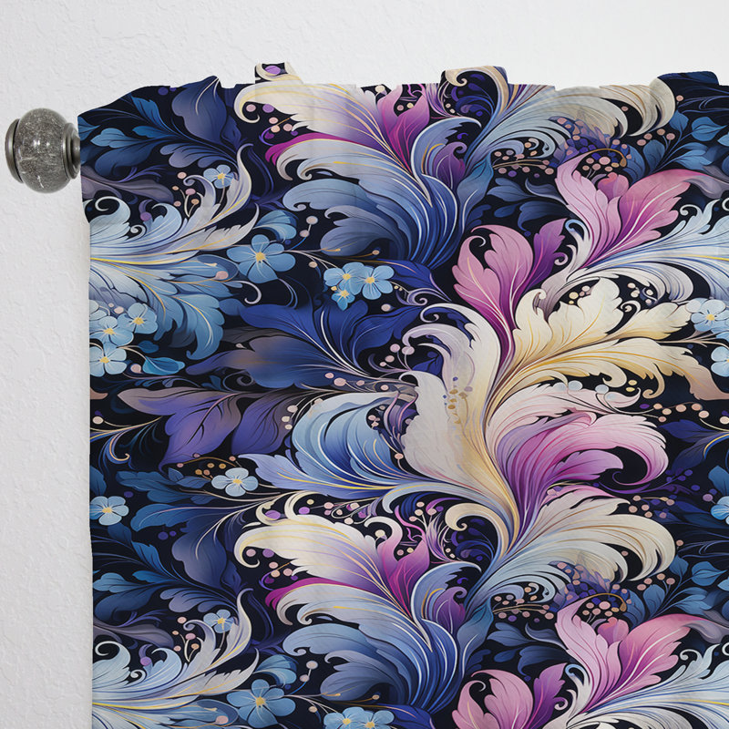 Ethereal Whispers Paisley Pattern III - Glam Velvet Curtain - Room Darkening - 1 panel, 52" W x 108" L