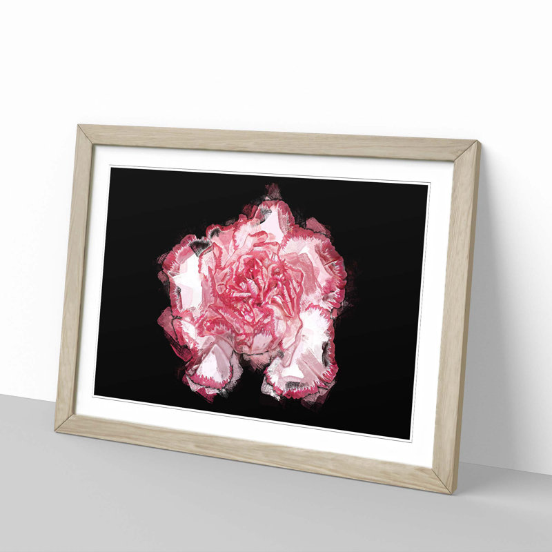 Pink Carnation Flower in Abstract - Framed Print, 50cm H x 76cm W x 2cm D, Oak