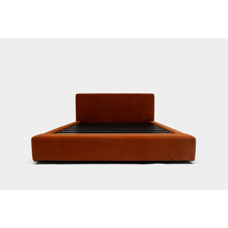 Upholstered Platform Bed, King, Vicuna Velvet