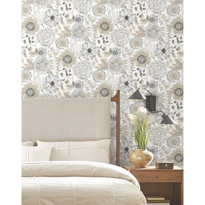 Artistic Bouquet Neutral Wallpaper