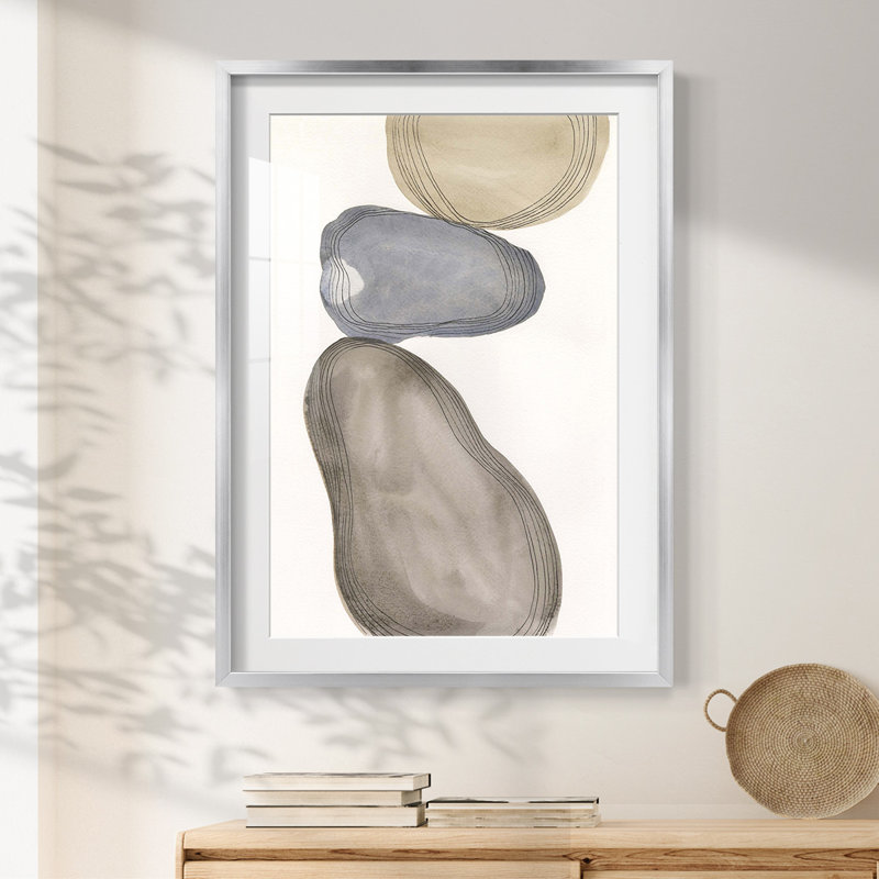 River Rocks Contour II -Framed Print, 25.5" H x 17.5" W, Silver