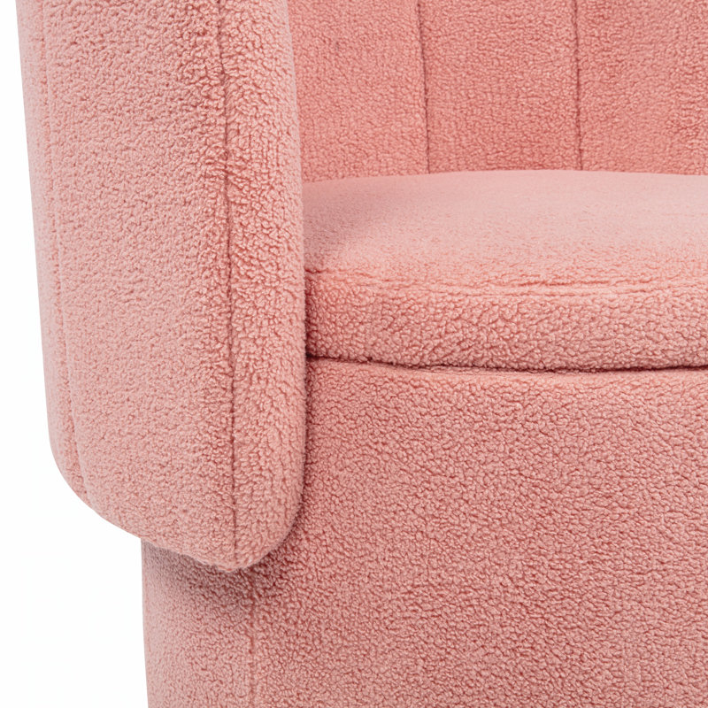 Fauteuil pivotant à 360 degrés avec espace de rangement, convenant à la chambre à coucher et au salon, Rose