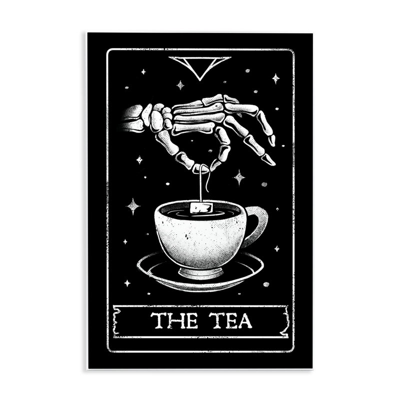 Plaque murale Tarot The Tea Skeleton, design par EduEly Designs, H 15 po x l 10 po
