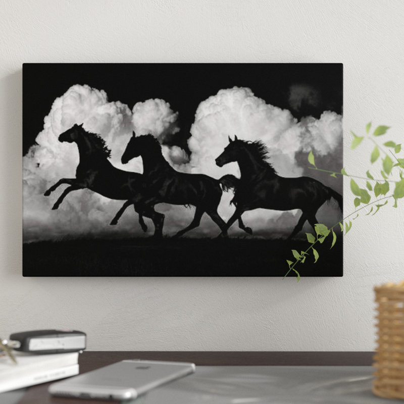 «Wild Horses», impression sur toile, H 18 po x l 26 po x P 1,5 po, Toile tendue, Pas de tapis