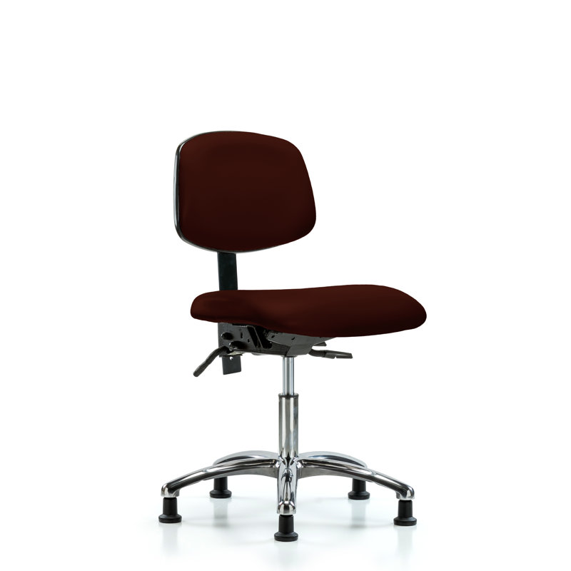 Lisbeth Vinyl Task Chair, Burgundy, Glides, Included