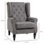 Chaise d'appoint moderne, capitonnée avec accoudoirs ronds et pieds en bois, gris foncé