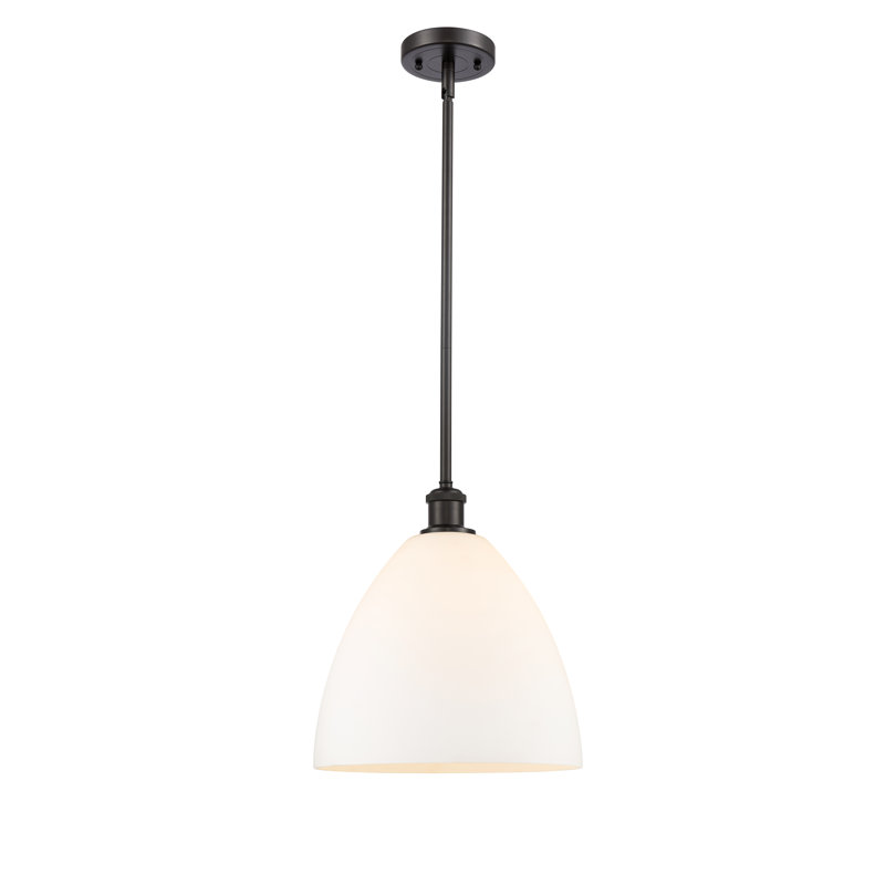 Luminaire suspendu en forme de globe à 1 lumière Alonta, Blanc mat, H 45,75 po x l 12 po x P 12 po, Bronze huilé
