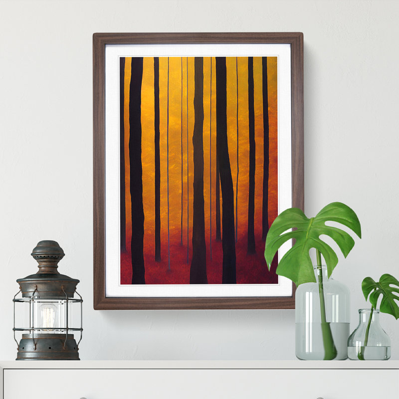Boho Forest - Wall Art, 36cm H x 27cm W x 2cm D, Walnut Framed, White