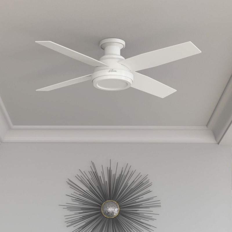 Dempsey 52" Fresh White Low Profile Ceiling Fan with Remote & Lighting