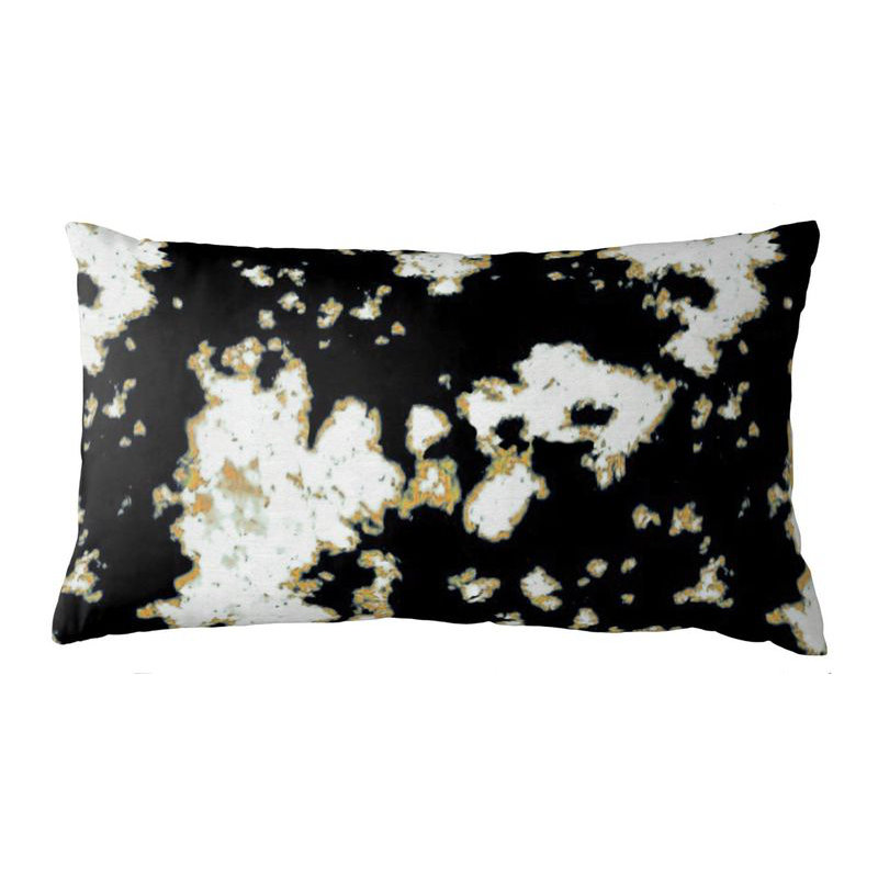 Batik Linen Pillow Cover & Insert, Black/Yellow/White, 12" H x 20" W, Rectangular