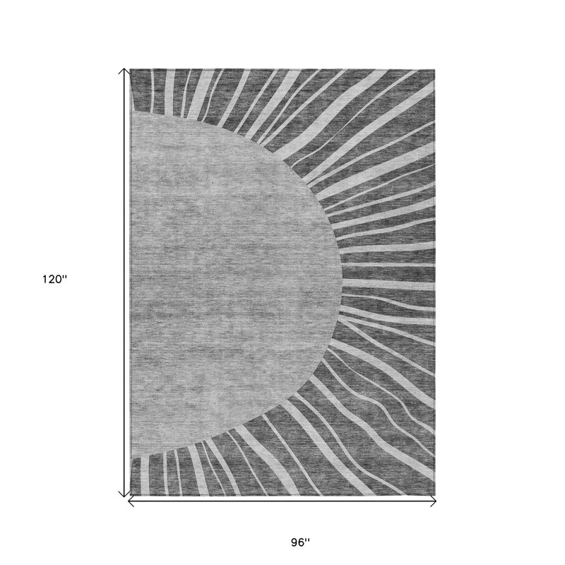 Tapis intérieur lavable abstrait 8 pi x 10 pi gris