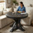 Retro Extendable Dining Table With Butterfly Leaf - Solid Wood Base, Oval/Round Convertible For 6 People-793698450-793698454